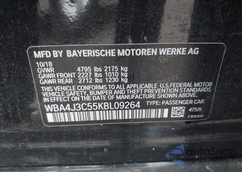 2019 BMW 430I Gran Coupe xDrive from USA, damaged, VIN WBA4J3C55KBL09264